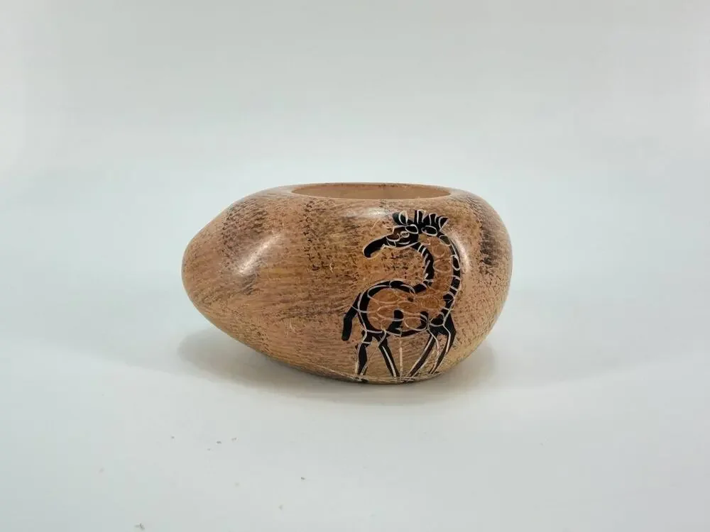 Handmade Kenya Giraffe Pottery Tealight Candle Holder Clay Safari Decor
